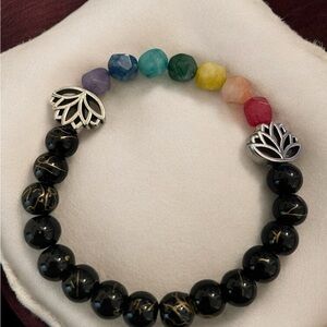 Multicolor Beaded Bracelet with Silver Accents